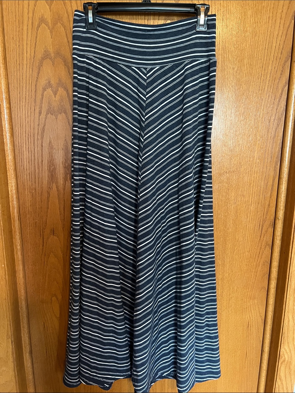 Women's Navy and White Striped Maxi Skirt